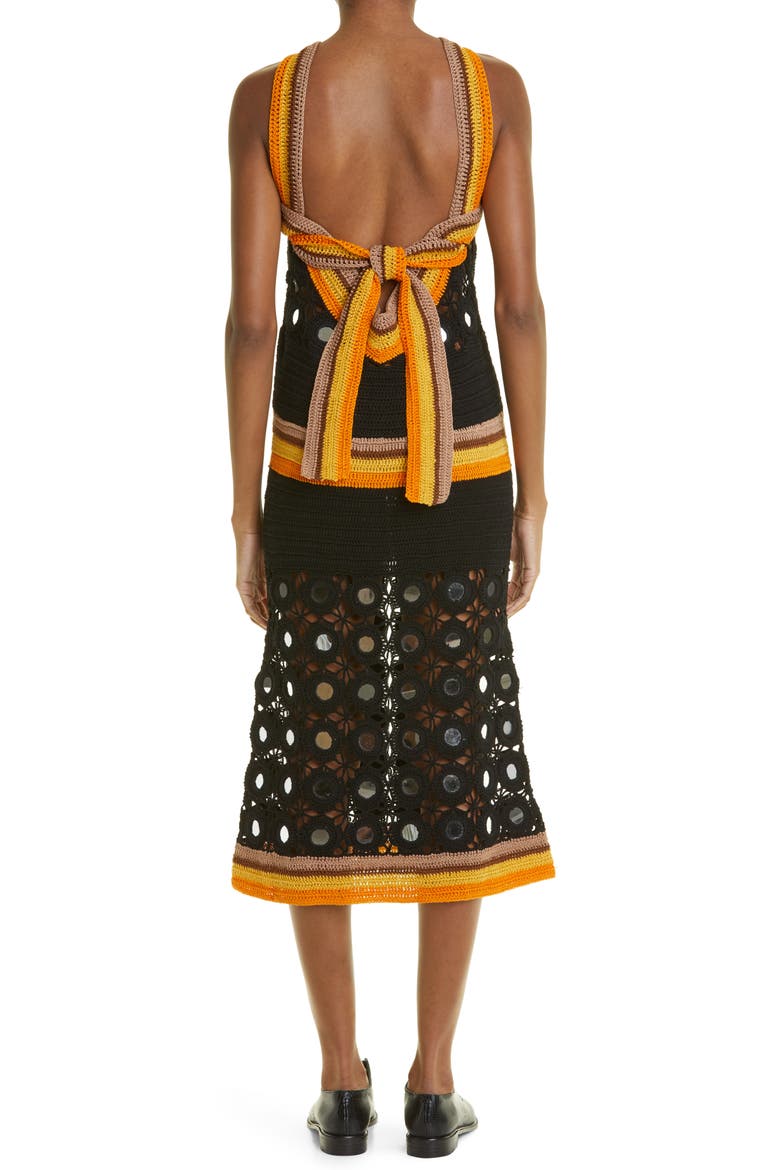Marimba Embellished Crochet Dress, Alternate, color, BLACK