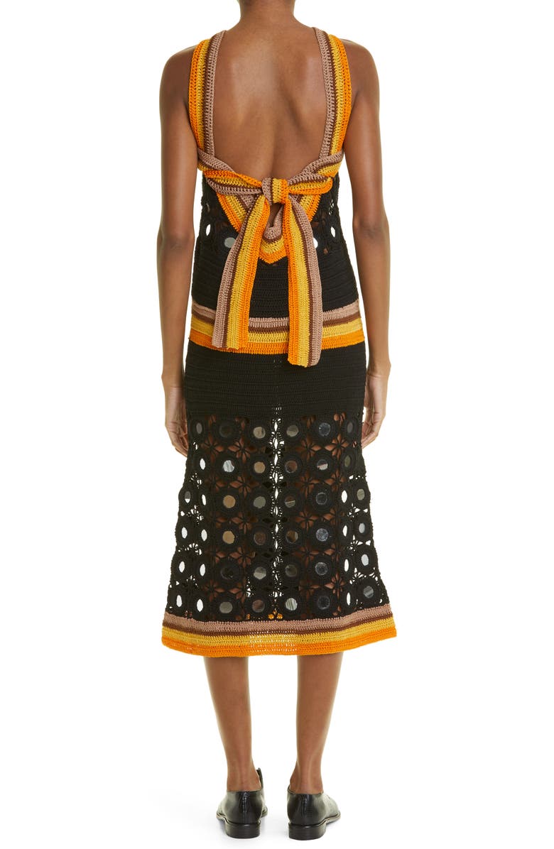 Wales Bonner Marimba Embellished Crochet Dress, Alternate, color,