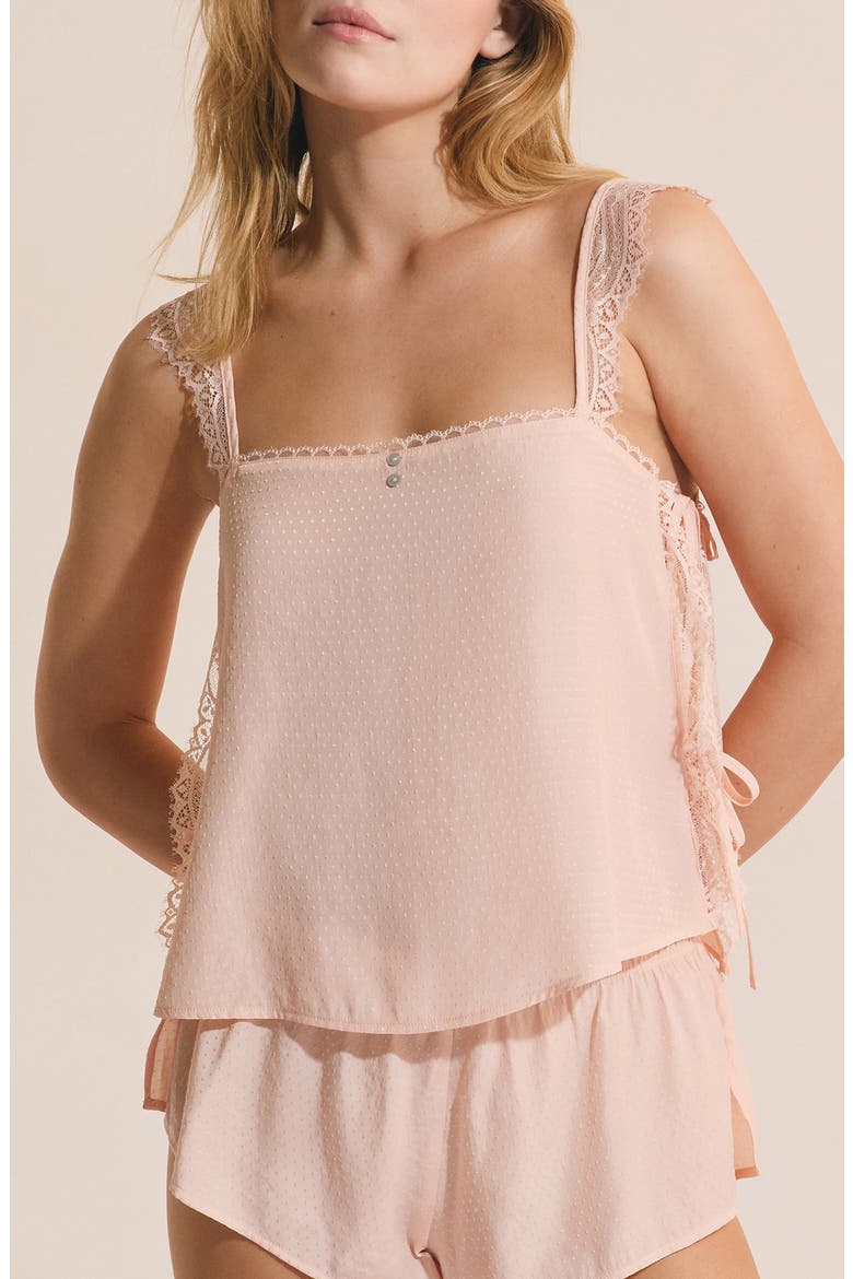 Poudree Swiss Dot Lace Trim Camisole, Alternate, color, POWDER PINK