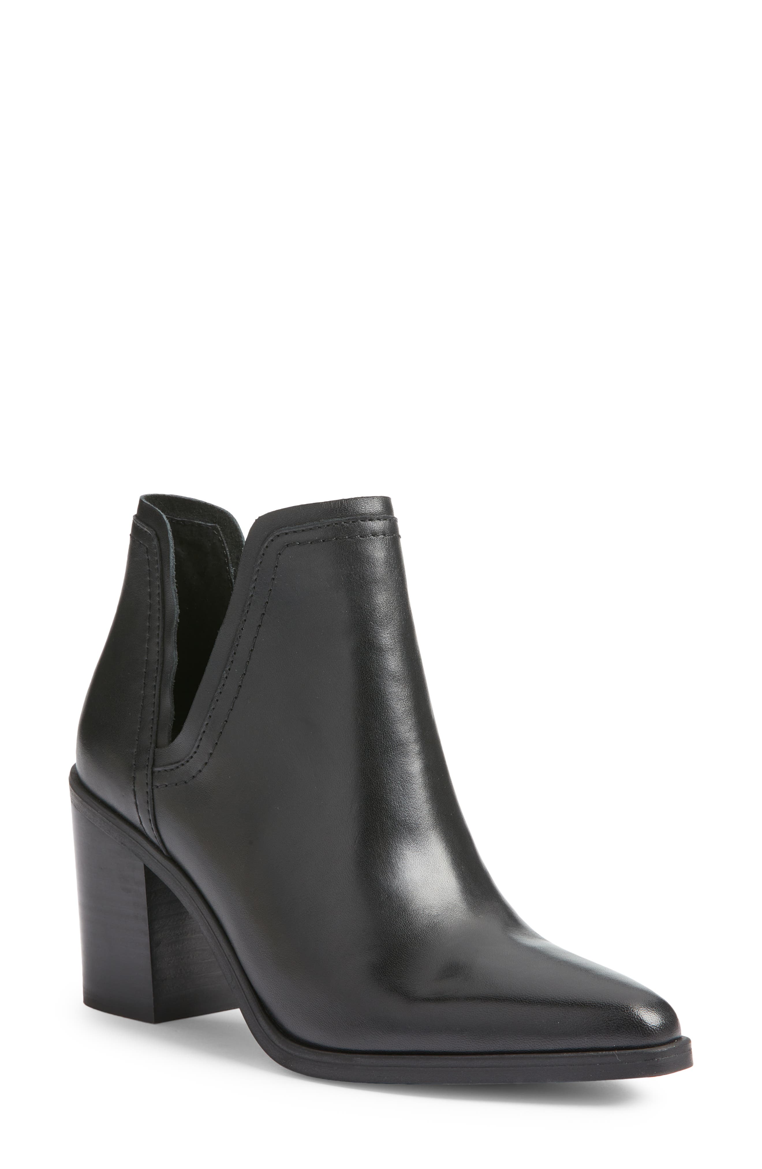 Havannah Pointed Toe Bootie, Main, color, BLACK LEATHER
