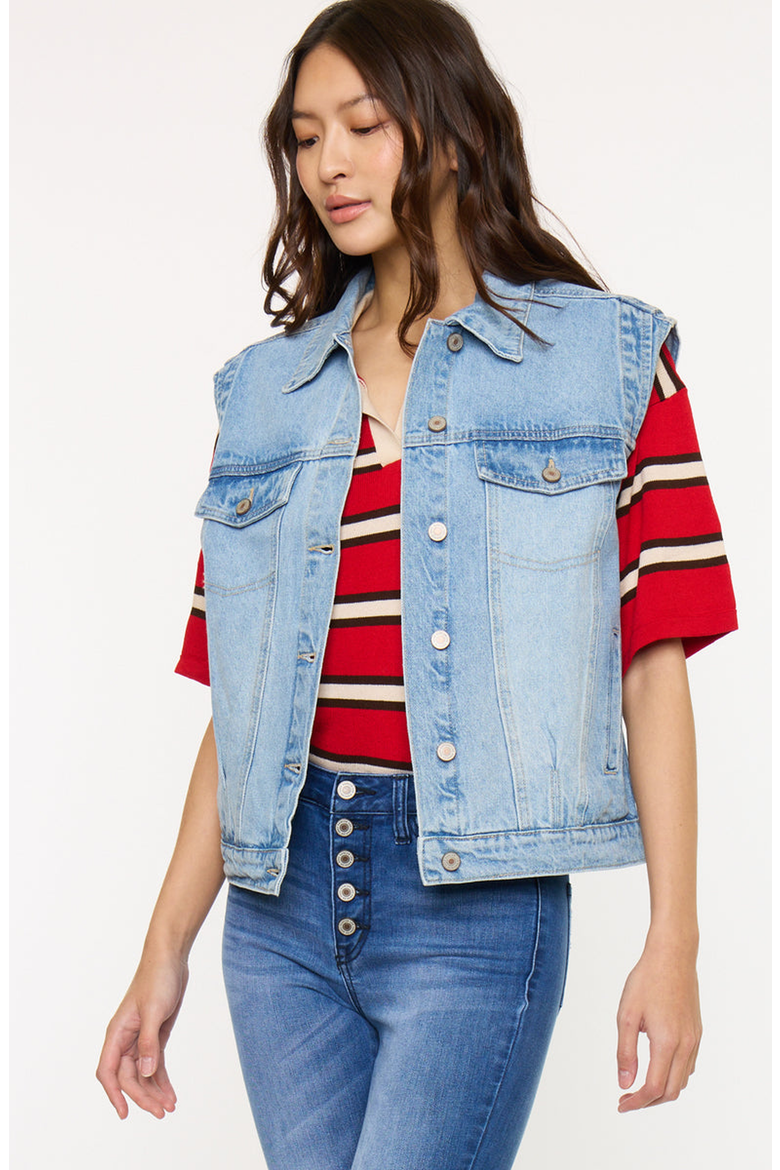 Joey Oversized 80's Vest, Alternate, color, Medium Wash