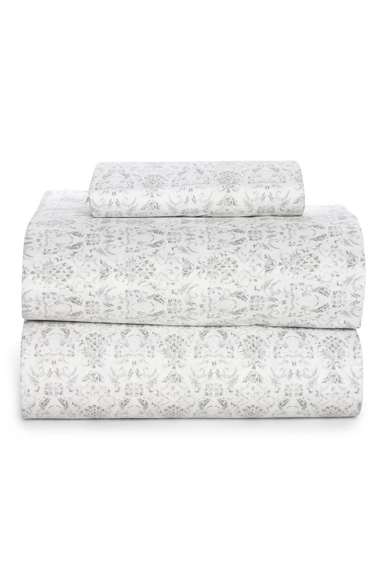 Caelia Patterned Sheet Set, Main, color, LIGHT GREY