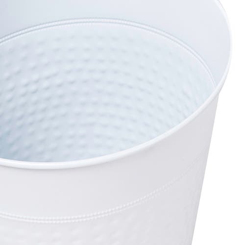 Happimess Riley Modern Classic Hammered Steel Accent 2-gallon Wastebasket In White