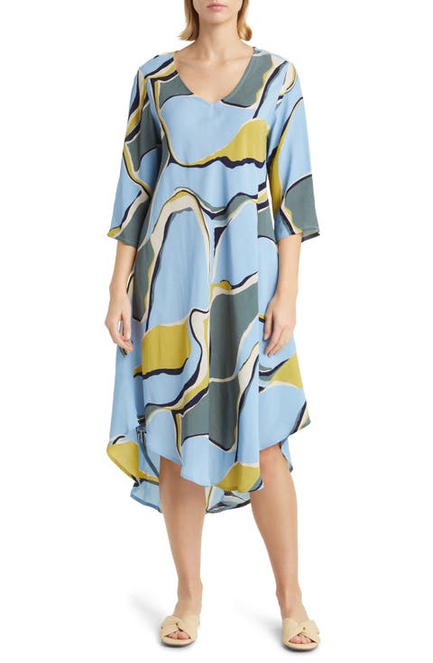 Nora Print Long Sleeve A-Line Dress