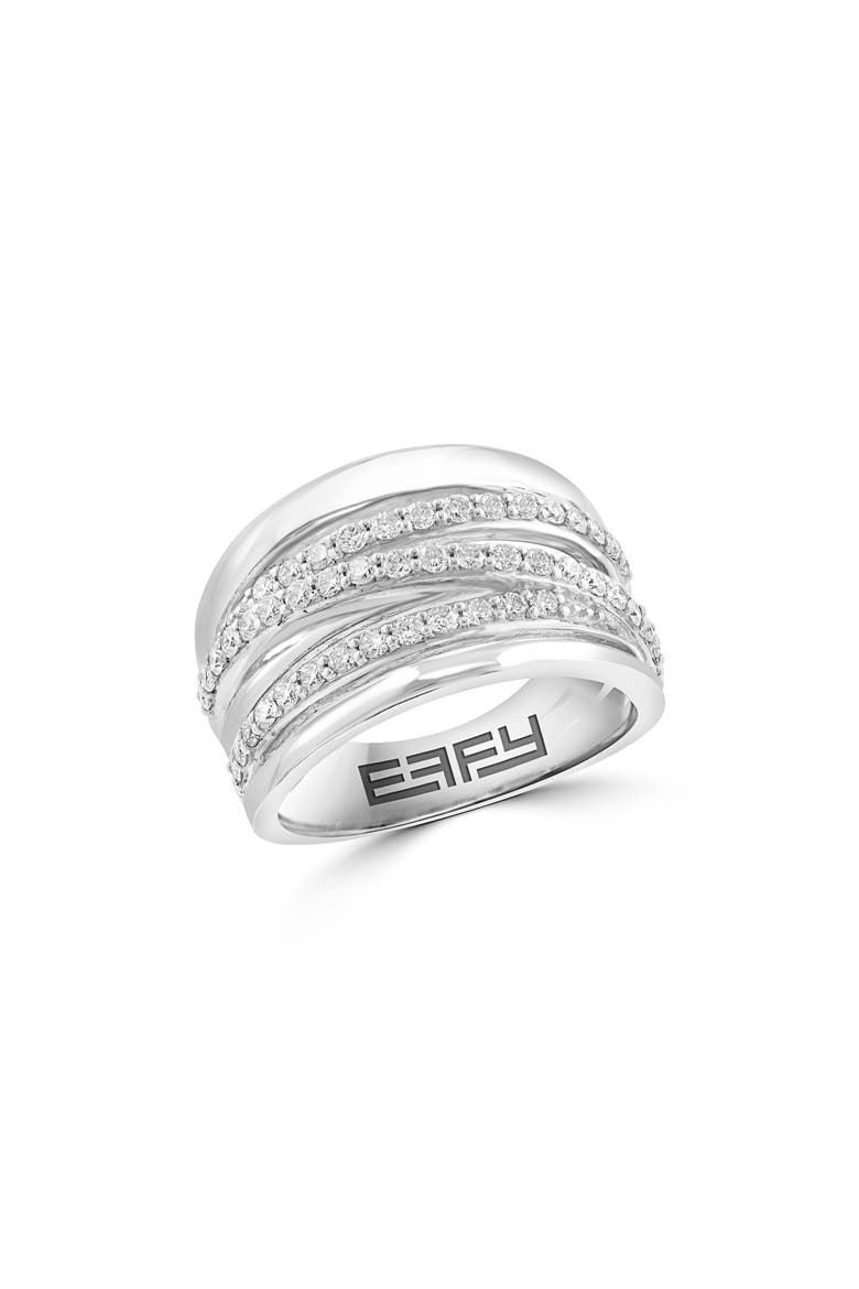 Sterling Silver Diamond Multiband Ring, Main, color, WHITE GOLD