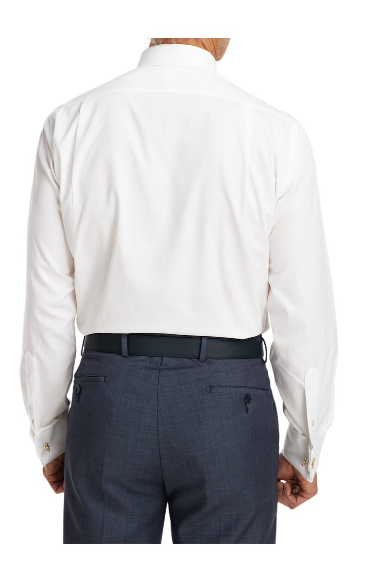 Paul Fredrick Non-iron Cotton Pinpoint Solid Snap Tab Collar French Cuff Dress Shirt, Alternate, color, White