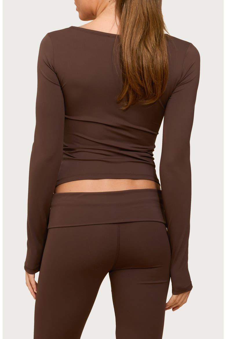 Hayden Square Neck Long Sleeve Crop Top, Alternate, color, BROWN