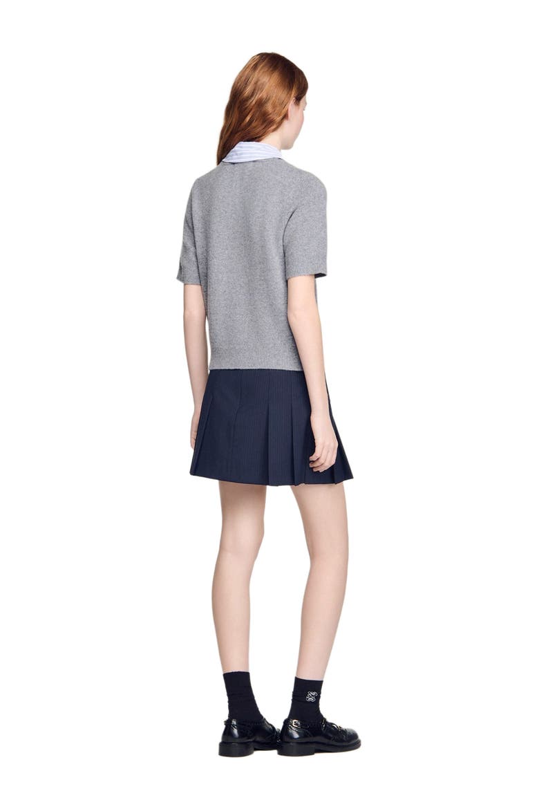 Detachable collar wool sweater, Alternate, color, Grey