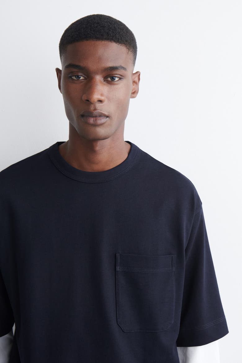 Oversized Pocket-detail T-shirt, Alternate, color, NAVY