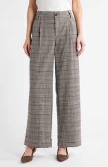 Wit & Wisdom Skyrise Glen Plaid Pleated Wide Leg Trousers