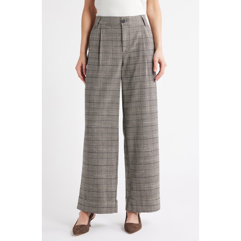 Wit & Wisdom Skyrise Glen Plaid Pleated Wide Leg Trousers