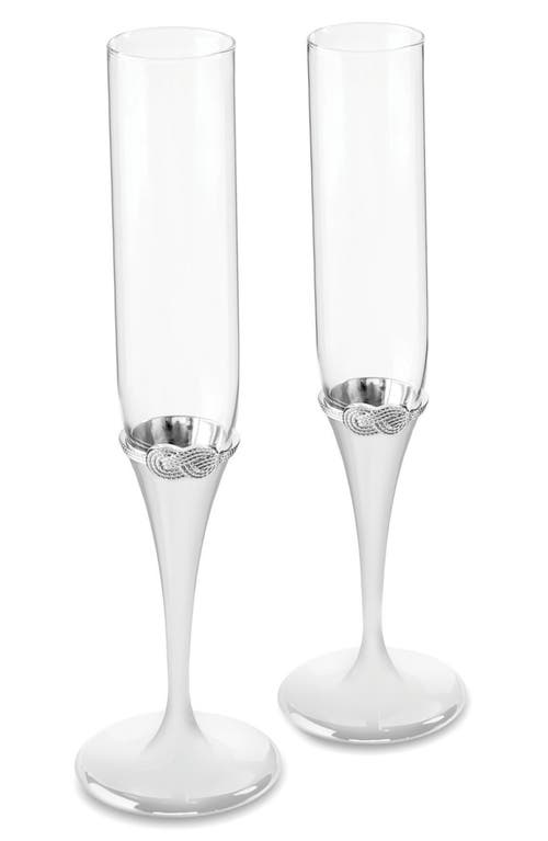 Vera Wang x Wedgwood Infinity Set of 2 Toasting Flutes in Metallic Silver 