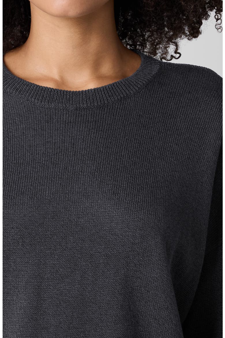 Crewneck Organic Linen & Organic Cotton Sweater, Alternate, color, EBONY