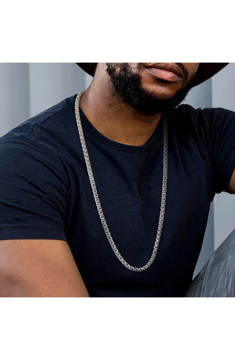 DELMAR Sterling Silver Box Link Chain Necklace, Alternate, color, Silver