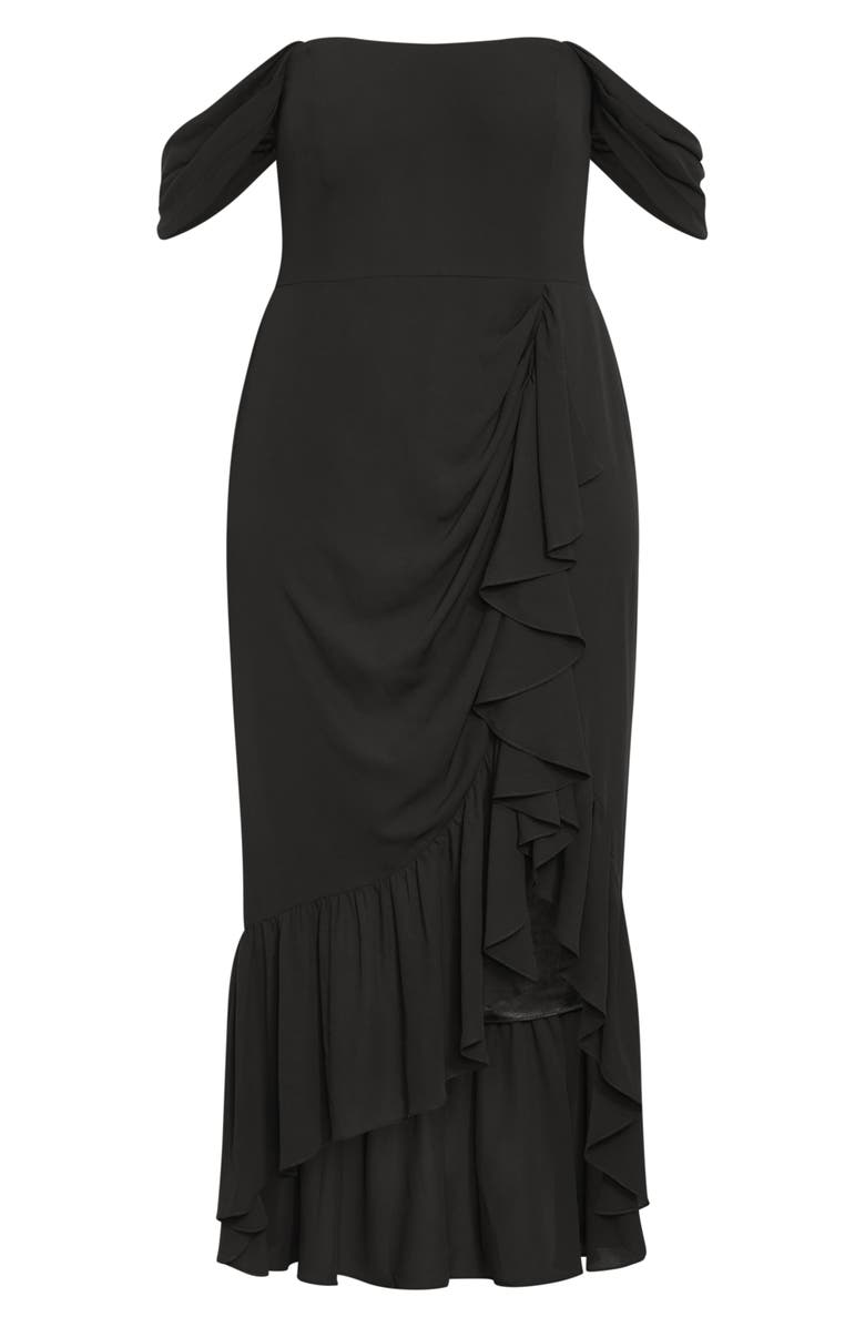 City Chic Rosabella Off the Shoulder Maxi Dress, Alternate, color, Black