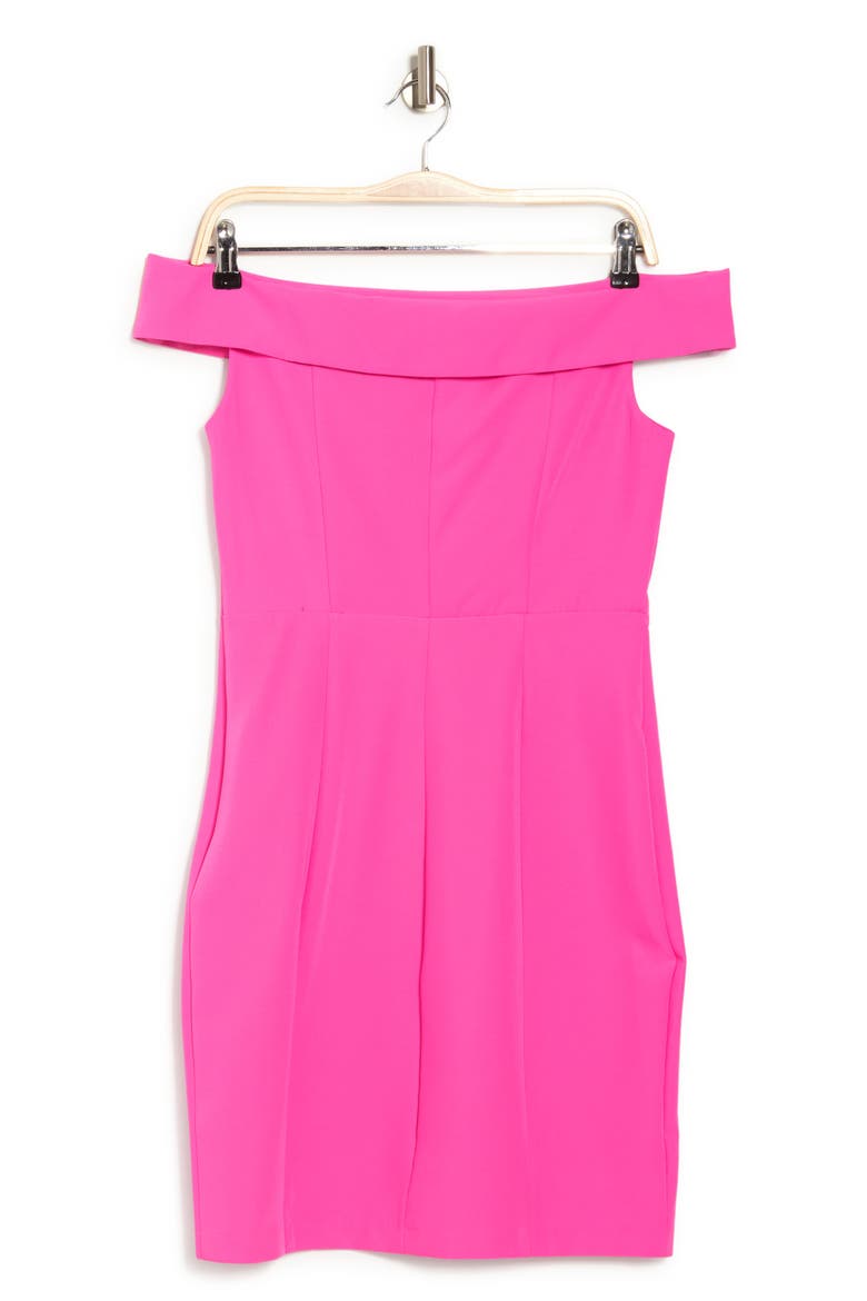 Off-the-Shoulder Mini Dress, Alternate, color, SHOCKING PINK