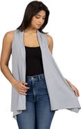 24seven Comfort Apparel Draped Open Front Sleeveless Cardigan Vest