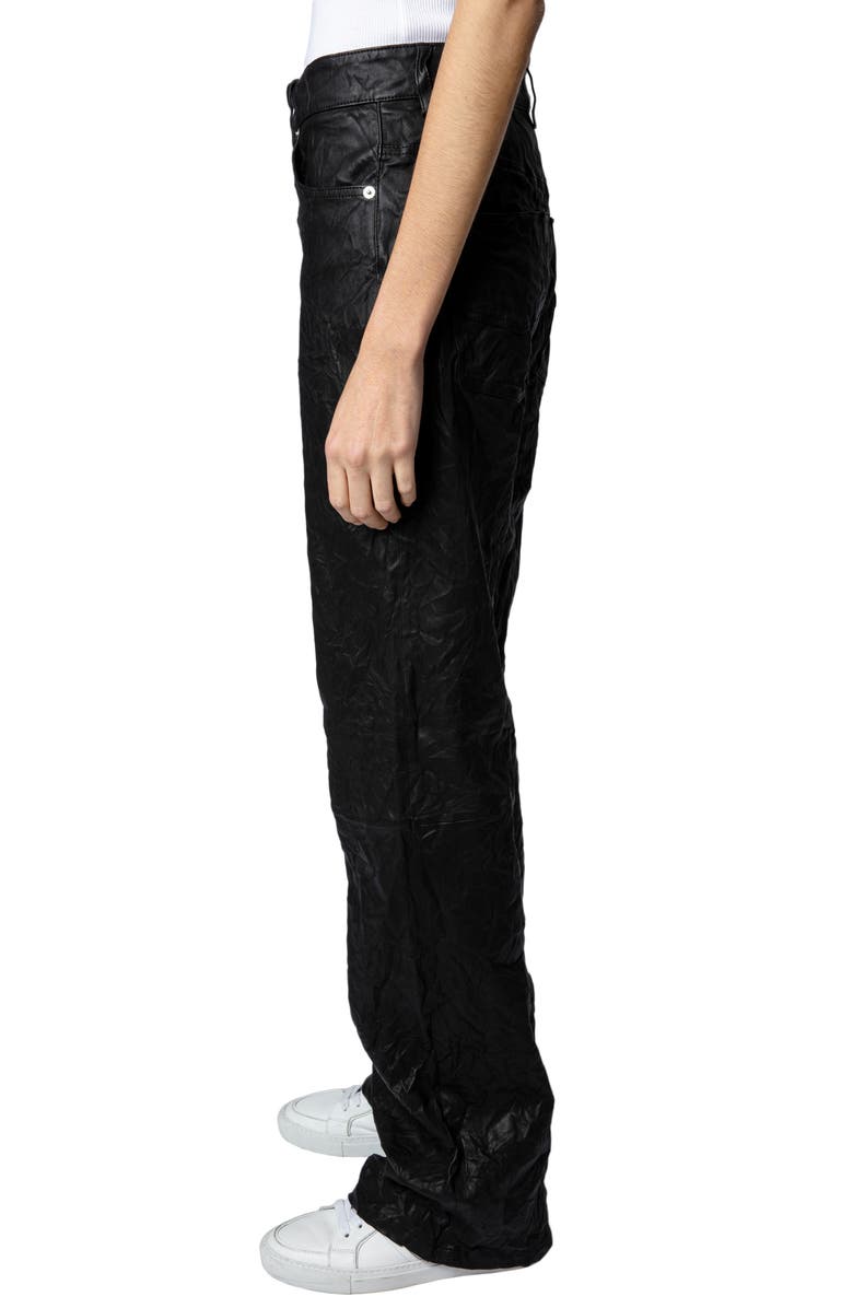 Zadig & Voltaire Evy Crushed Lambskin Leather Pants, Alternate, color, 