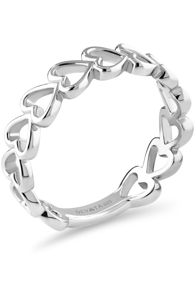 DEVATA Open Heart Ring in Rhodium Plated Sterling Silver, Alternate, color, Silver