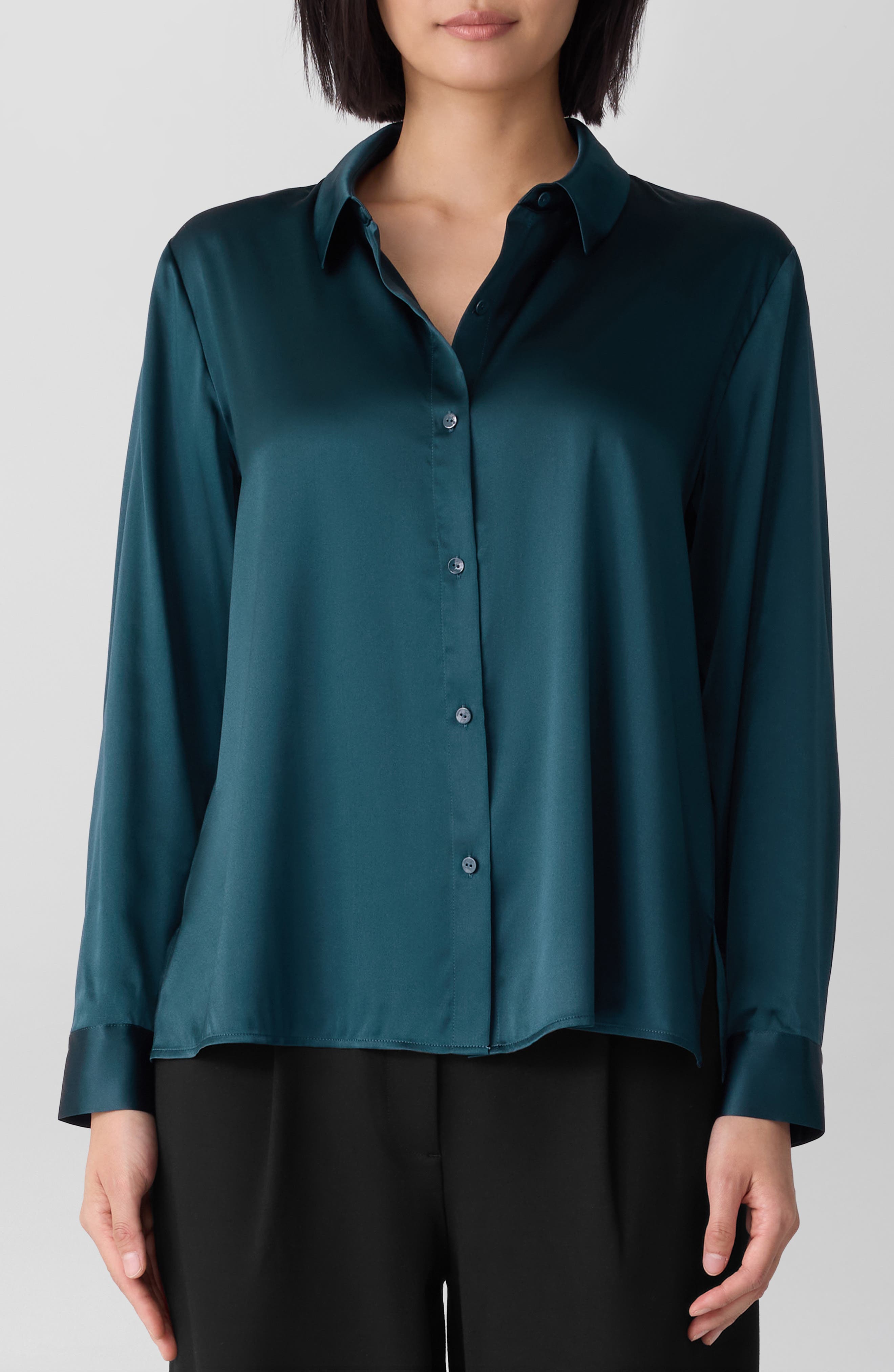 Eileen Fisher Classic Collar Silk Shirt