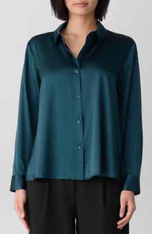 Eileen Fisher Classic Collar Silk Shirt