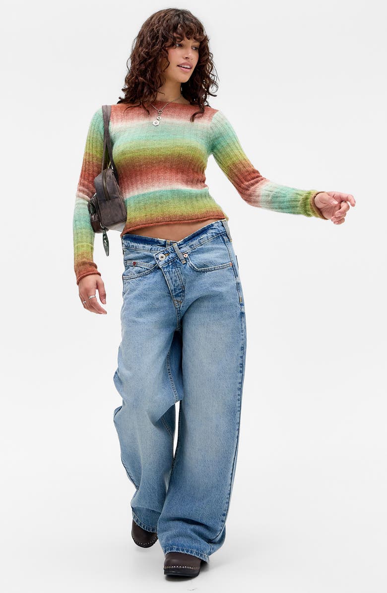 BDG Urban Outfitters Ombré Stripe Sweater, Alternate, color, Green/ Pink Multi