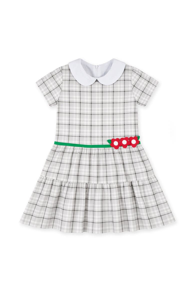 Plaid Dress with Flowers, Main, color, Grey & White Plaid