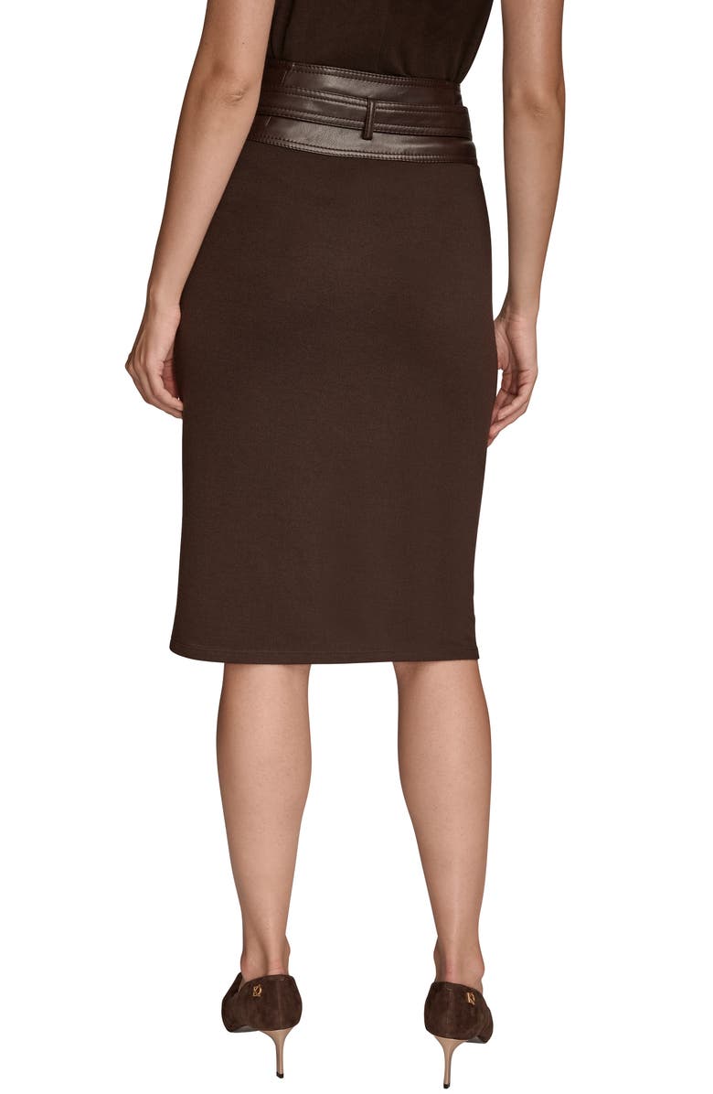 Donna Karan New York Faux Leather Waist Layered Skirt, Alternate, color, Chocolt Pl