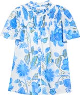 SUGARLIPS Aamian Floral Romy Mock Neck Cotton Top