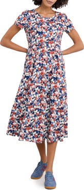 Seasalt Cornwall Veronica Print Stretch Organic Cotton Midi Dress
