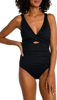 La Blanca Cross Front Keyhole One-Piece Swimsuit