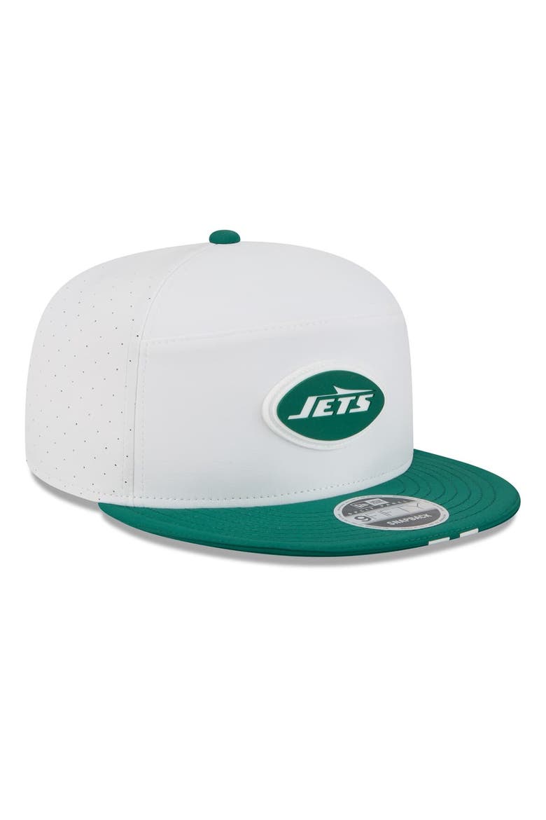 Men's New Era  White/Green New York Jets 2025 NFL Training Camp Split Panel 9FIFTY Snapback Hat, Alternate, color, White