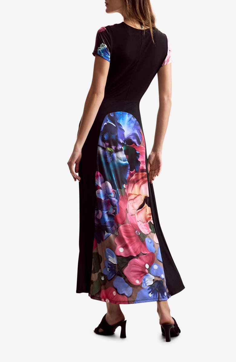 Desigual Print Short Sleeve Maxi Dress, Alternate, color, Navy Blue