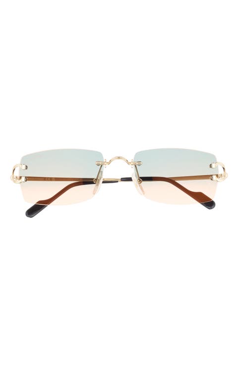 56mm Rimless Rectangular Sunglasses