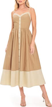 FLYING TOMATO Sleeveless Cotton Midi Dress