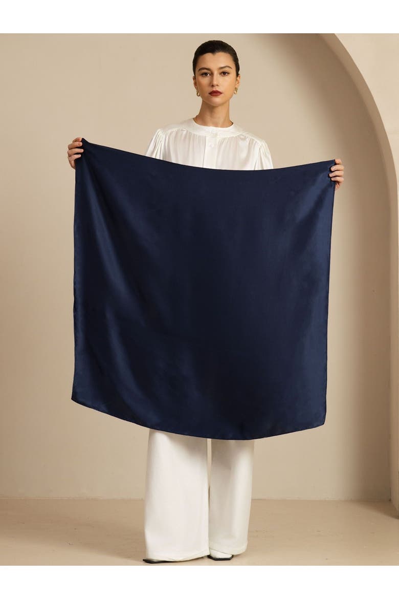 Pure Silk Classic Elegant Square Scarf, Alternate, color, DarkBlue