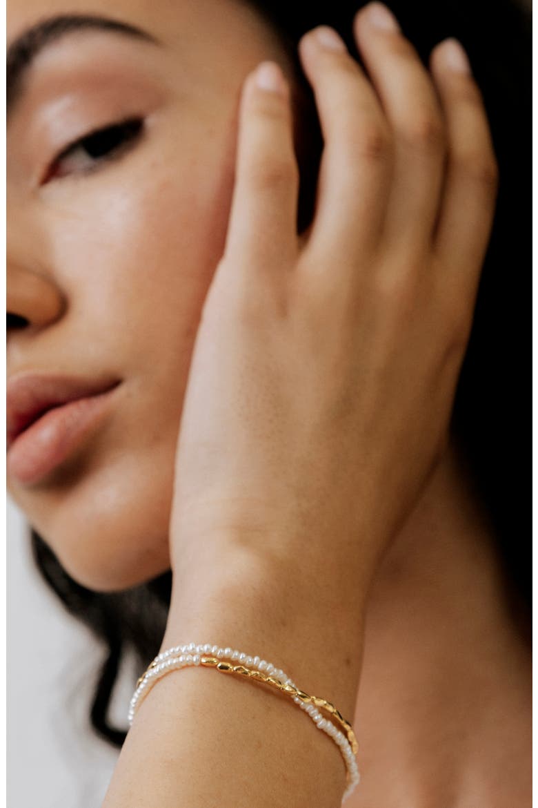 Mini Nugget Beaded Layered Bracelet, Alternate, color, 18CT GOLD VERMEIL/SS