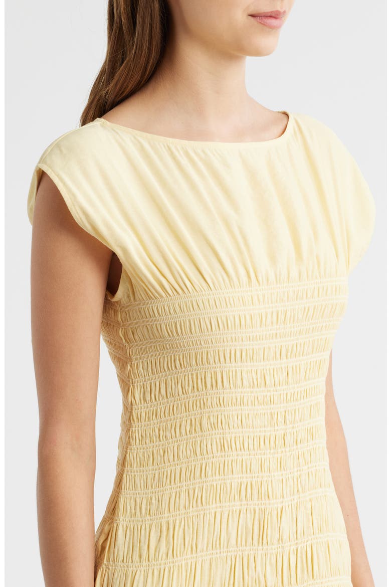 Skye Smocked Drop-Waist Maxi Dress, Alternate, color, PALE GOLD