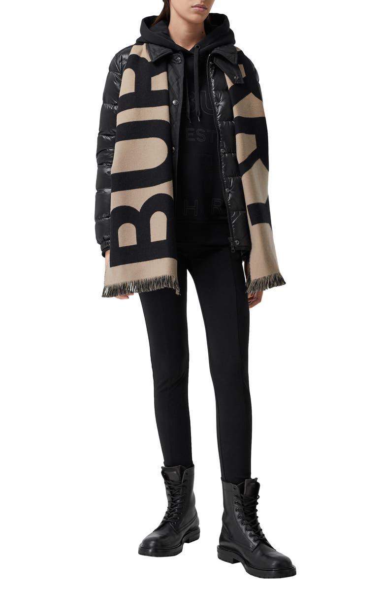 Burberry Logo Jacquard Wool Football Scarf, Alternate, color,