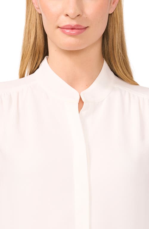 Cece Sleeveless Mandarin Collar Button-up Shirt In White