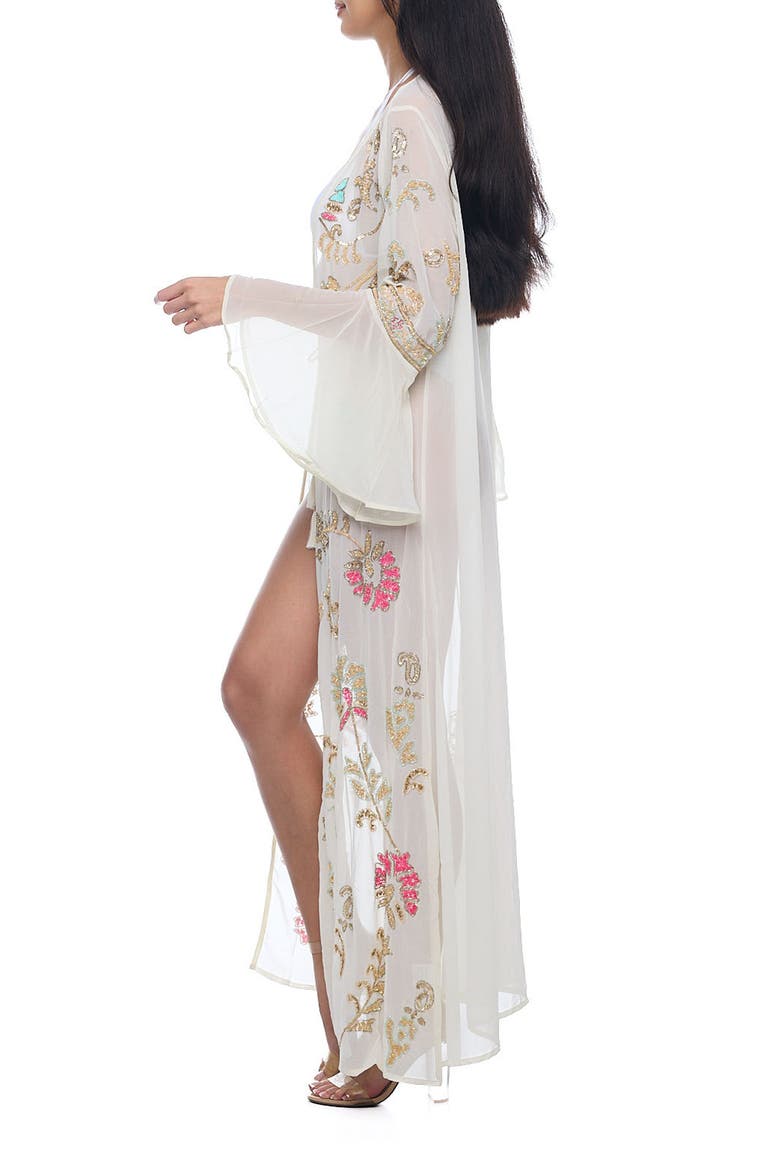 Crystal Embellished Cover-Up Duster, Alternate, color, WHITE MULTI