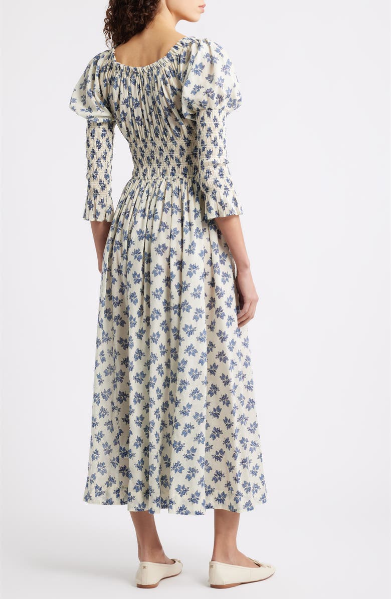 DÔEN Kaira Floral Convertible Organic Cotton Poplin Dress, Alternate, color, Cream Pomegrante Bloom