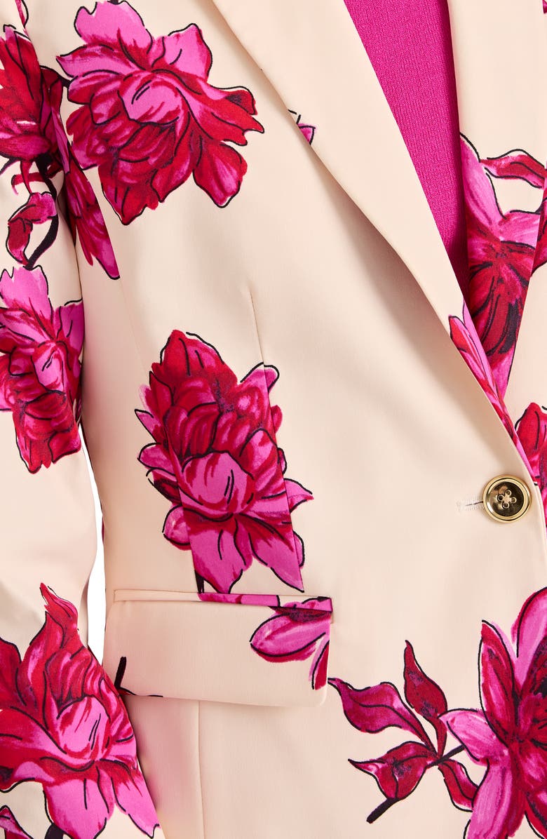 Tahari ASL Print Sateen Blazer, Alternate, color, Vanilla Red Floral