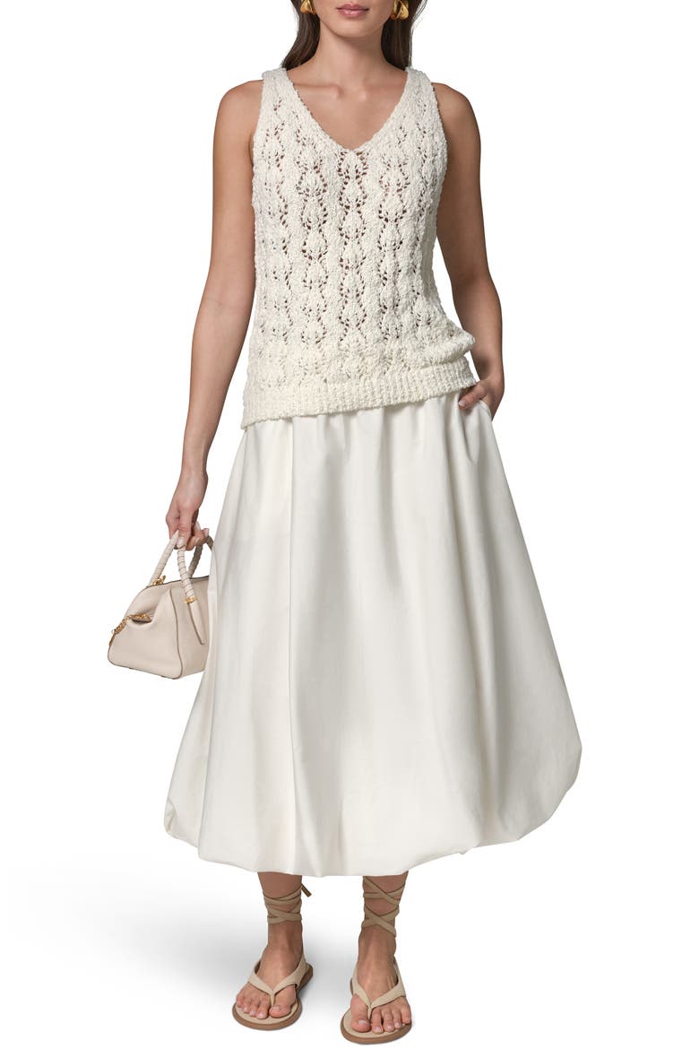 Double V-Neck Open Stitch Sweater Vest, Alternate, color, CREAM