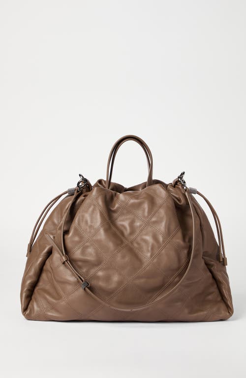 Brunello Cucinelli Nappa Mellow Large Shopper Bag In Brown