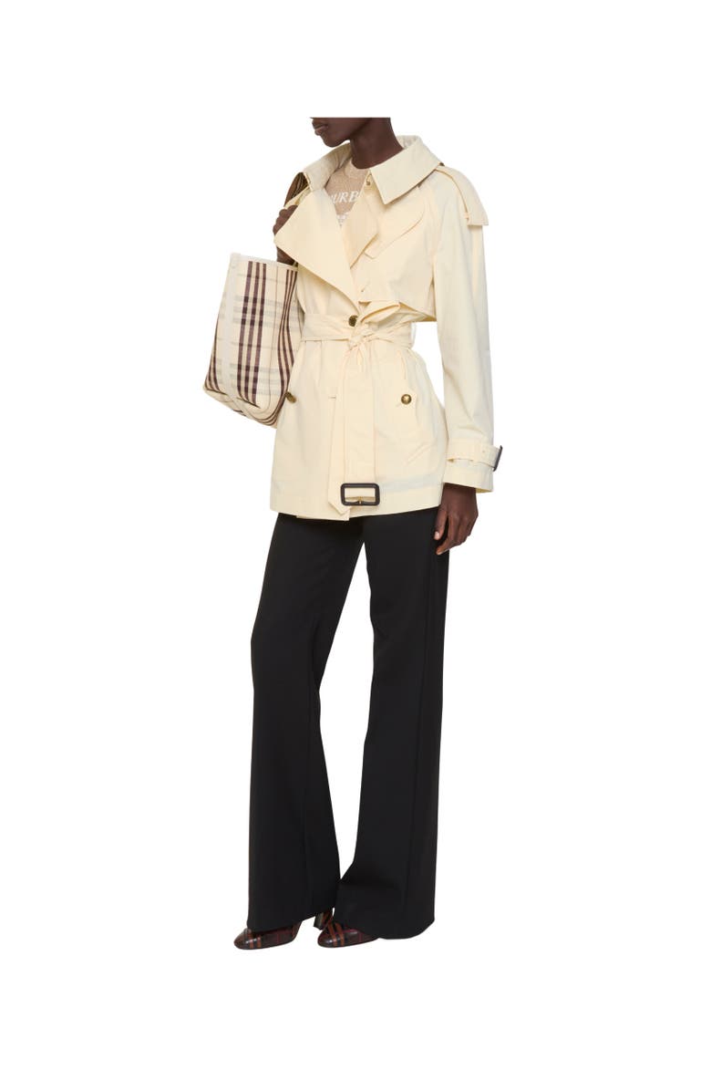 Burberry Short Lightweight Cotton Fitzrovia Trench Coat, Alternate, color, Ceramic White