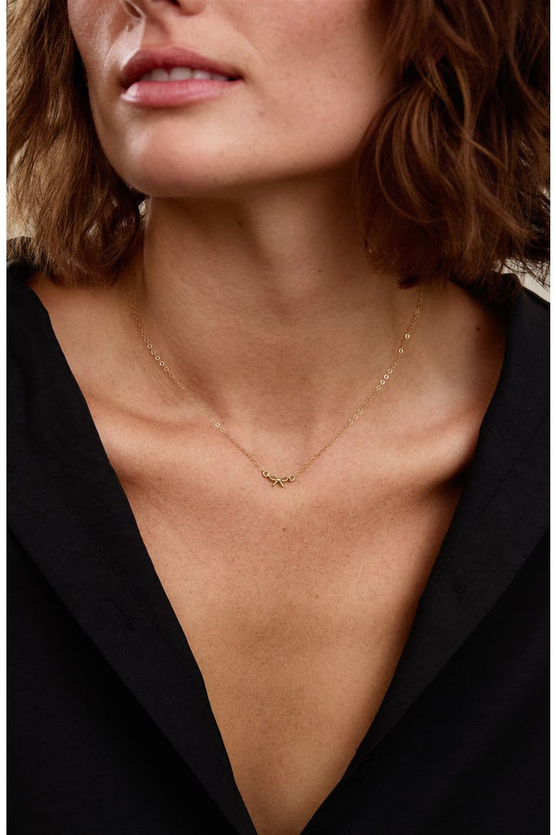 Maggie Bow Pendant Necklace, Alternate, color, GOLD