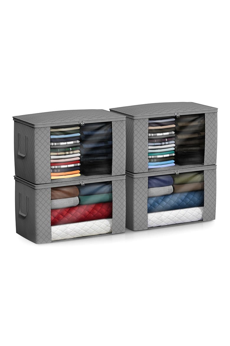 4-Pack Foldable Storage Bins, Alternate, color, GRAY