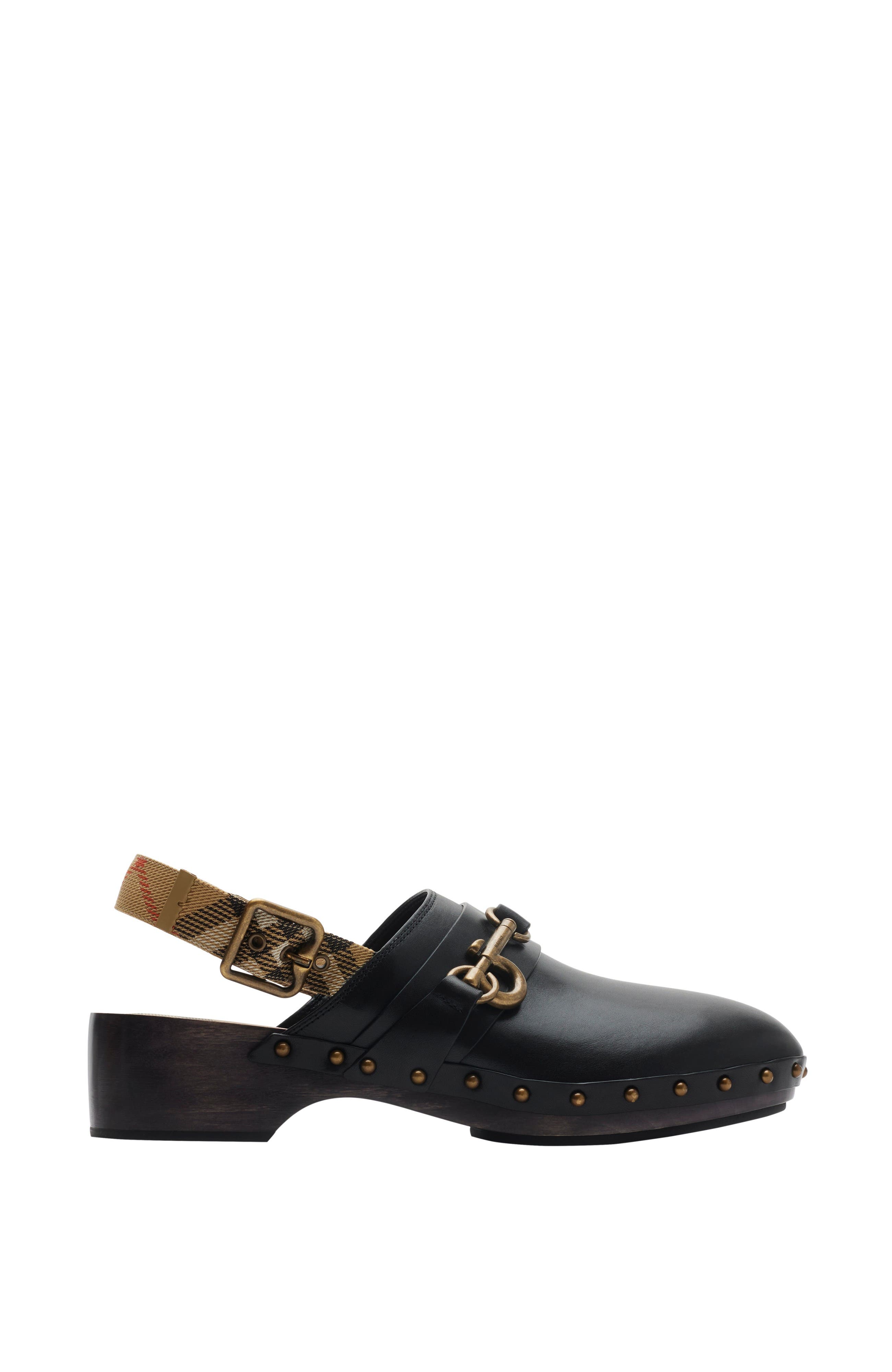 Burberry Leather Trunk Strap Clogs, Main, color, 