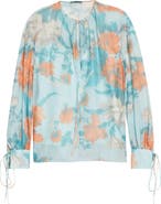 Erdem Floral Print Cotton & Silk Voile Top
